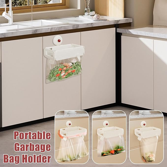 Trash Bag Holder, Portable Foldable Trash Bag Holders, Wall Mounted Hanging Bags Holder With Removable Lid & Clips Kitchen Organizers, Kitchen, Under Sink Can, Toilets