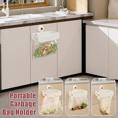 Trash Bag Holder, Portable Foldable Trash Bag Holders, Wall Mounted Hanging Bags Holder With Removable Lid & Clips Kitchen Organizers, Kitchen, Under Sink Can, Toilets