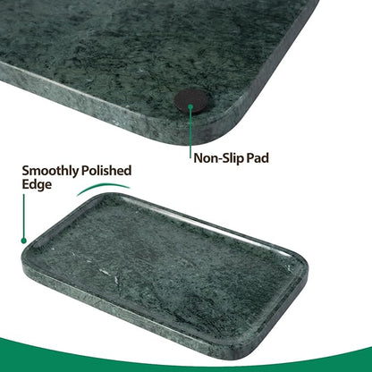 Karibiber Marble Vanity Tray, Bathroom Tray for Countertop, 14'' Green Decoration for Dresser Organizer, Large Serving for Kitchen, Marble Storage for Coffee Table, Perfume, Jewelry Holder