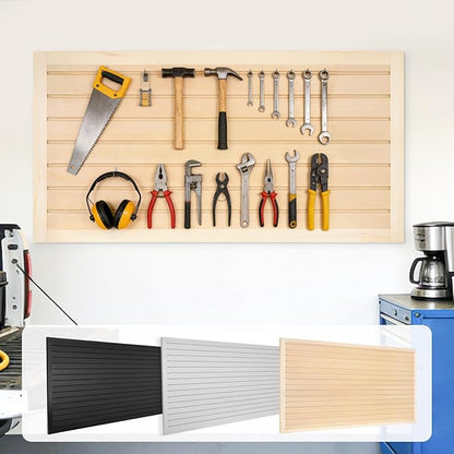 [4x2 Ft²] PVC Slat Wall Paneling, Adjustable Slatwall Panels with Coupling Structure, Slatted Wall Panel System with Customizable Storage Options, DIY Cutting & Easy-to-Install Slatwall Board Shelves