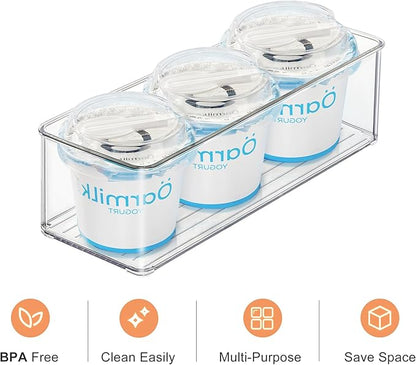 Heyuzb 4 PACK Freezer Organizer Bins Clear Stackable Storage Bins for Fridge Organization and Storage