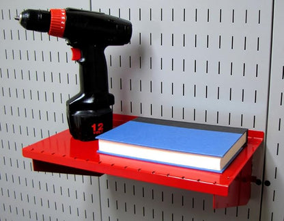 Wall Control Shelf 9in Deep Pegboard Shelf Assembly Pegboard and Slotted Tool Board - Red