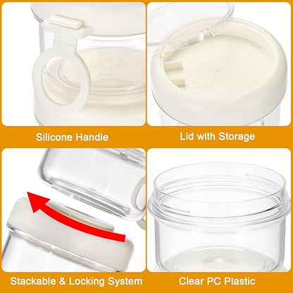 Portable Laundry Detergent Dispenser with Handle, Stackable Laundry Storage Containers for Apartments and Dorms, Small Plastic Detergents Organizer for Scent Booster Pods Tablets Powder- 2 Tier