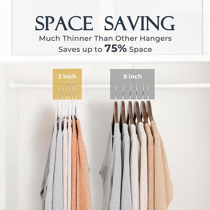 HOUSE DAY White Velvet Hangers 40 Pack, Non Slip Clothes Felt Hanger Heavy Duty for Coat, Premium Slim Space Saving Suit Hangers for Closet Organizer, 360° Rotating Silver Hook