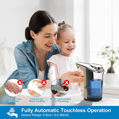 PZOTRUF Automatic Soap Dispenser, Touchless Dish soap Dispenser 17oz/500ml with Upgraded Infrared Sensor, 5 Adjustable Soap Dispensing Levels, Liquid Hand soap Dispenser for Bathroom & Kitchen