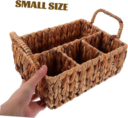 GLEAVI Hyacinth Woven Storage Basket Multifunctional Cutlery Organizer Natural Material for Kitchen Tableware and Home Sundries Decorative Woven Storage Solution