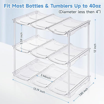 Stackable Water Bottle Organizer for Stanley 40 oz Tumbler, Water Bottle Holder for Cabinet, Pantry Kitchen Organizers and Storage for Stanley Cup Accessories, Tumbler Organizer and Wine Rack, 3Pack