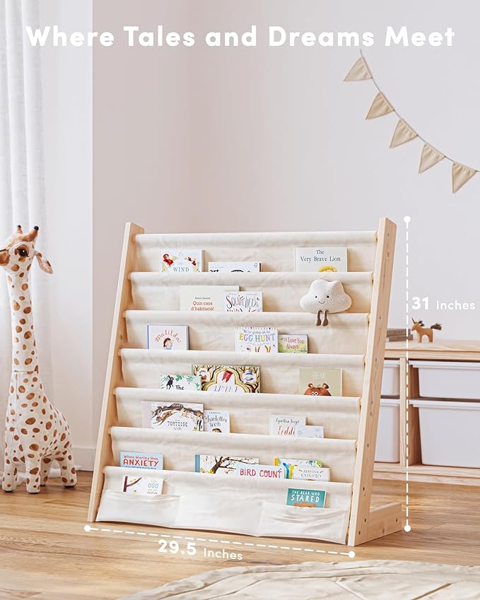 G&W Gruwald Kids Bookshelf, Book Shelf for Kids Rooms, Toddler Bookshelf, Book Rack for Kid (Wood, Large)