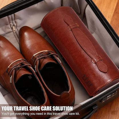 YUET 11PCS Professional Shoe Care Kit, Leather Shoe Shine Polish Brush Set for Boots, Dress Shoes - All-in-One Waterproofing & Cleaning w/Travel Case