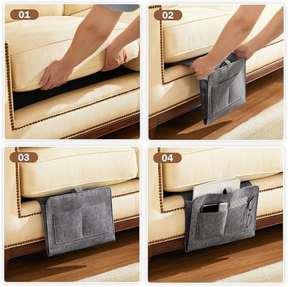 YOUDENOVA Bedside Caddy, Bedside Organizer for Dorm Room, Bunk Bed, Grey