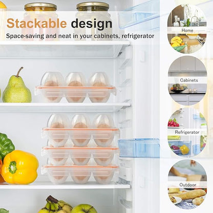 FantasyDay 6 Grids Egg Holders, Sturdy Shockproof Durable Egg Cartons Egg Containers With Lid for Refrigerator - Large Capacity Egg Organizer Box for Home Kitchen Outdoor Picnic Hiking Storage
