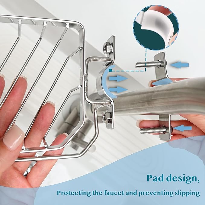 OSOVGO Sink Sponge Holder, Soap Holder Shower, Sink Drying Rack, Soap Container, Bathroom Organizers, Sponge Caddy, Kitchen Organization and Storage, Kitchen Rack, Bathtub Organizer (ROUND LEFT)
