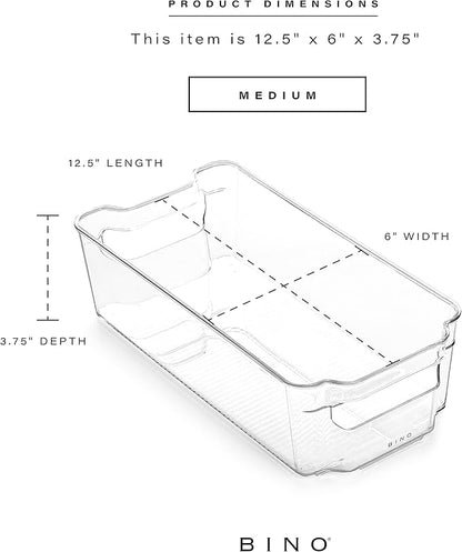 BINO | Stackable Plastic Storage Bins, Medium - 12 Pack | THE STACKER COLLECTION | Multi-Use Organizer Bins | BPA-Free | Pantry Organization | Home Organization | Fridge Organizer | Freezer Organizer