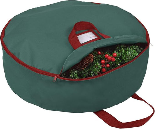 Primode Heavy Duty Christmas Wreath Storage Bag 48" - Handles Made Of Durable 600D Oxford Polyester Material Storage Bag Extra Large 48” Holiday Wreaths Container (Green)