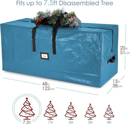 Hearth & Harbor 7.5 ft Christmas Tree Storage Bag - Artificial Christmas Tree Bag with Reinforced Handles, Dual Zipper, Wide Opening - Large Storage Container for Trees and Decorations, 2 Piece set