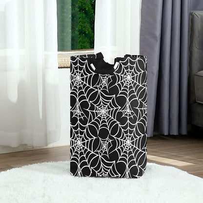 Laundry Hamper Basket Halloween Web Black Storage Basket Collapsible Clothes Hamper with Handle Decorative Organizer Bins Basket for Laundry Room Bedroom Clothes College