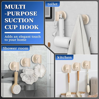 warlve Heavy Duty Reusable Suction Cup Hooks for Shower - No Drill Bathroom/Glass/Mirror/Tiles & Metal Surfaces,and Smooth Non-Porous Surfaces for Towels, Robes, Loofahs (2, Milk White)