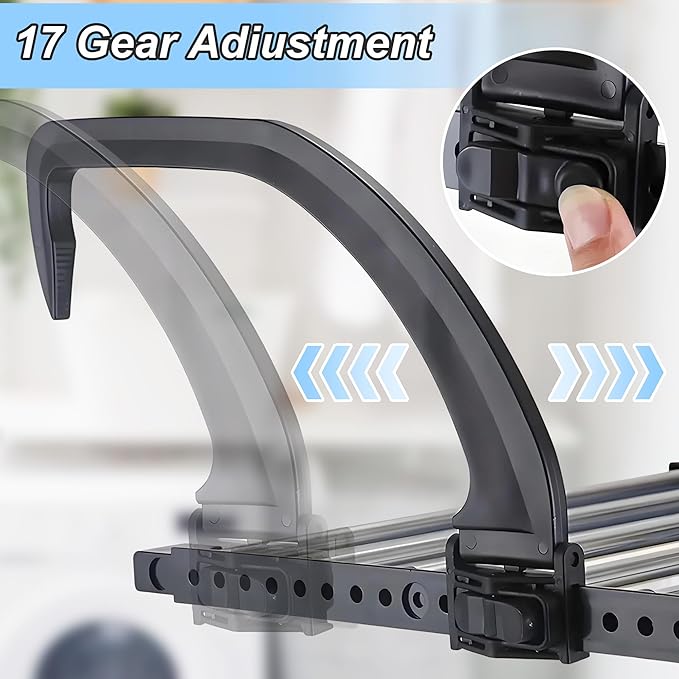 Portable Clothes Drying Rack for Balcony Railings Windowsill, Folding Towel Rack Indoor Outdoor Retractable Laundry Rack with Sock Clips for Drying Socks (Small)