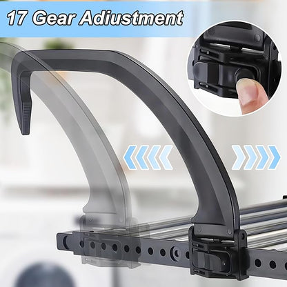 Portable Clothes Drying Rack for Balcony Railings Windowsill, Folding Towel Rack Indoor Outdoor Retractable Laundry Rack with Sock Clips for Drying Socks (Small)