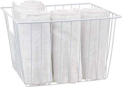 Upright Freezer Organizer Bins， Freezer Baskets for 14, 15 cu.ft Standup Freezer, Wire Storage Bins with Built-in Handles for Frozen Foods, Snacks, Vegetables, Fruits and More, 3Pcs , White