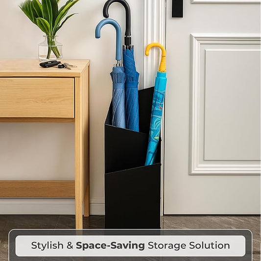 Umbrella Stand for Entryway – Stylish Indoor Umbrella Holder for Home Storage & Organization – Black Metal Umbrella Basket Rack for Compact Umbrellas, Entryway Decor & Storage