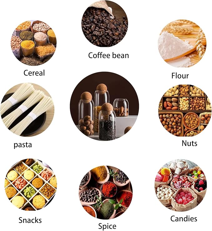 1500ML/50Oz Clear Glass Bottles, Glass Food Storage Containers with Airtight Round Cork, Decorative Sealed Jar Organizer Holder with Wooden Lid for Candy, Cookie, Nut, Spice, Tea, Coffee Bean