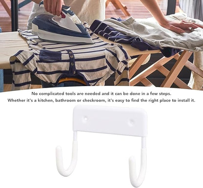 Ironing Board Hanger, Iron Wall Mount Holder for Laundry Rooms,Wall Mounted Iron Board Hook for Laundry Room Organization (Milky White)