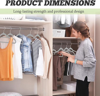 Velvet Hangers 30 Pack Felt Hangers Ultra Thin Non Slip Suit Adult Clothes Hangers 360° Swivel Hook Hanger Velvet Shoulder Notches for Closet Space Saving (Gray Velvet)