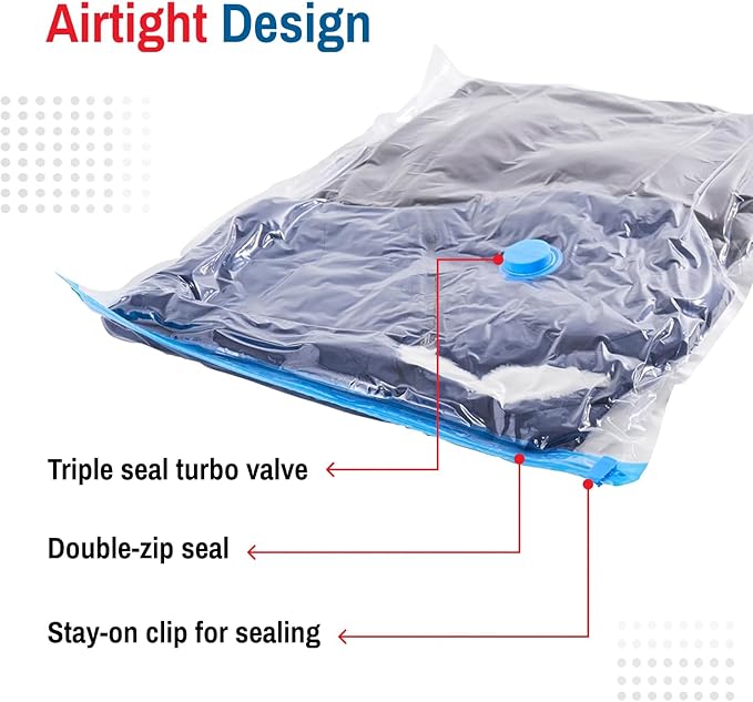 Spacesaver 2 Pack Jumbo Vacuum Storage Bags for Blankets & Clothes – Jumbo Vacuum Sealed Compression Bags with Hand Pump – Space Saver Storage Bags for Bedding, Moving, Travel & Organization