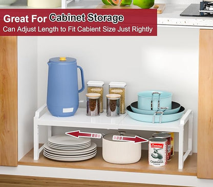 100 LBS Heavy Duty Kitchen Storage Shelf, 12 Inch Widened Cabinet Shelf Organizer For Dishes Spice Cups Small Appliances, Stackable Expandable Storage Shelves For Kitchen Cabinet Cupboard Pantry