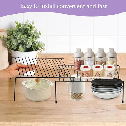 Expandable Freezer Shelf Rack, No Assembly Required Wire Shelf for Upright and Chest Freezers, Refrigerator Freezer Organizer, Space Saving Pantry and Cabinet Rack (Black)
