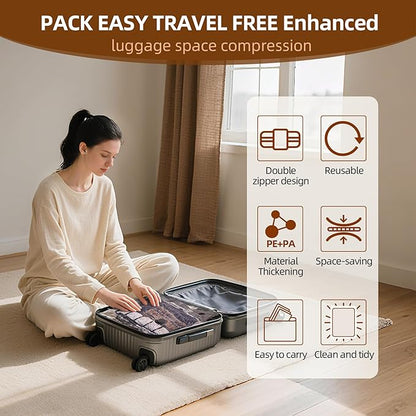 VACKFOX 18 Pack Travel Vacuum Bags for Clothing,Compression Seal Packing Cubes for Luggage Suitcase Backpack,Carry-on Size Space Saver Storage Bags 80% Space Saver for travel,outdoor and home use.