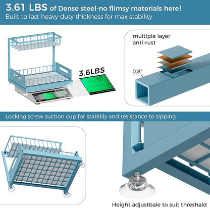 Under Sink Organizer Storage 2-Tier Premium Metal Pull-Out Racks, Height Adjustable, Heavy Dut and Easy Installation for Kitchen & Bathroom Organizers 1 Pack Teal