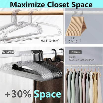 Clothes Hangers 30 Pack, 16" Heavy Duty Coat Hanger, Clear Acrylic Hangar, Non-slip Short Neck Hanger for Closet, Space Saving Slim Thin Perchas for Adult Suit, T-shirt, Jacket, Dress, Blouse Clothing
