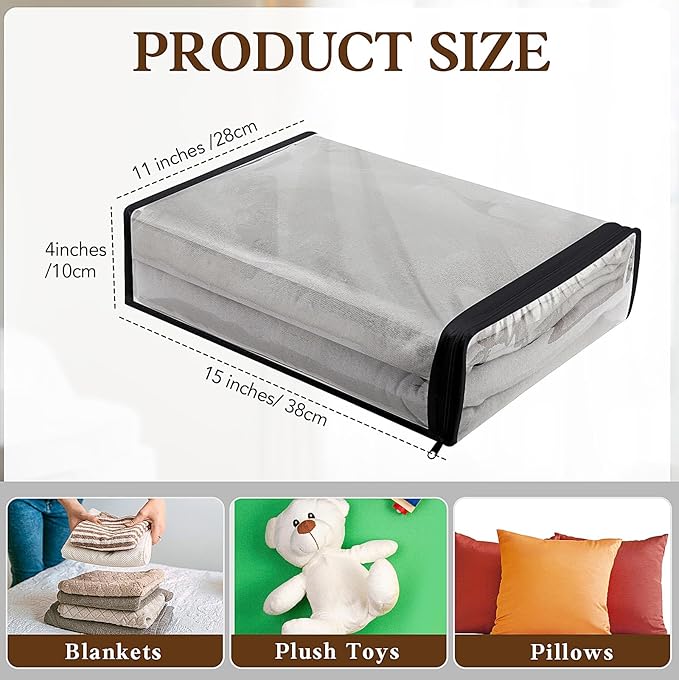 Riakrum 30 Packs Clear Zippered Storage Bags, 15x11x4 inches, Vinyl Plastic Sweater Sheet Organizers Storage Bags, PVC, for Clothes, Sheet, Blankets, Fabrics Organizers(Black & White)