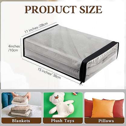 Riakrum 30 Packs Clear Zippered Storage Bags, 15x11x4 inches, Vinyl Plastic Sweater Sheet Organizers Storage Bags, PVC, for Clothes, Sheet, Blankets, Fabrics Organizers(Black & White)