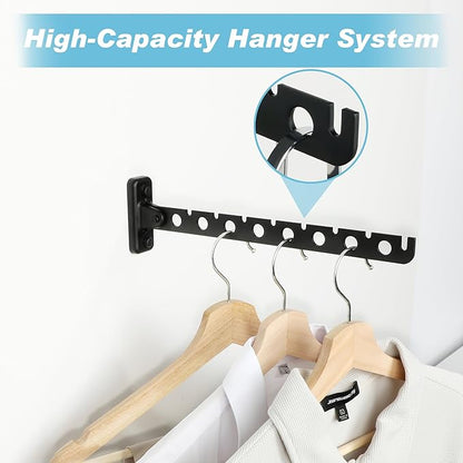 Alise Clothes Drying Rack Wall Mounted Coat Hanger Black,Foldable Hangers Rack Clothes Hook Closet Storage Organizer,Swivel Space Saving Clothes Hanger Rack for Bedroom Bathroom Laundry,2 Pack