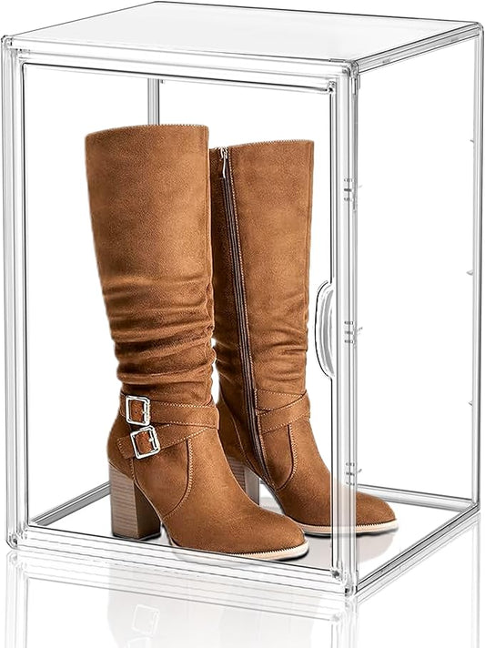 EZJOB XX-Large Tall Boot Storage Organizer 11.4'' x 9.8'' x 15.3 '' Clear Acrylic Handbag Display Case Plastic Purse Display Organizer for Closet Storage Box for Shoes,Backpack,Collectibles,1 Pack