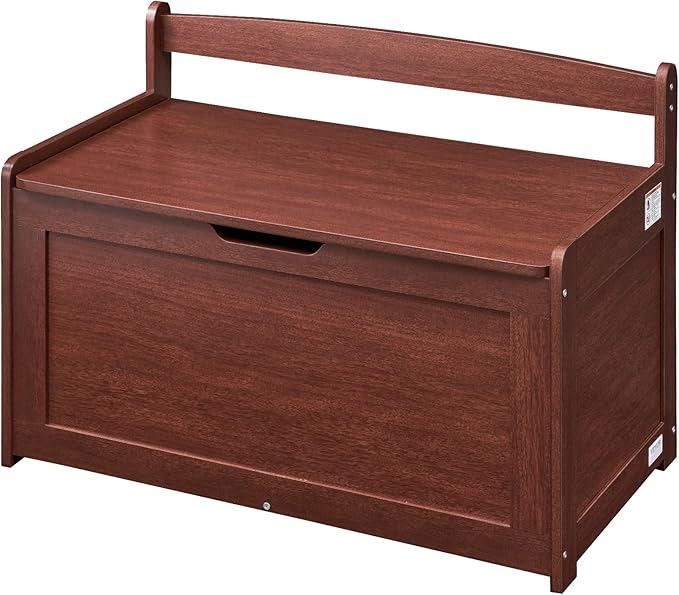 VEVOR Wooden Toy Chest for Kids, Toddler Toy Storage Box with Flip-Top Lid and Safety Hinge, 32.68 x 17.91 x 24.02 Large Kids Storage Bench for Playroom, Bedroom, Living Room or Entryway, Cherry
