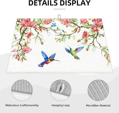 Hummingbird Butterfly Magnolia Dish Drying Mat 18x24 For Kitchen Counter Absorbent Microfiber Dishes Pad Dish Drainer Rack Mats Fast Dry Kitchen Accessories