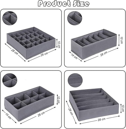8 Pack Dresser Drawer Organizer Clothes Underwear Sock Storage Drawer Dividers Grey Foldable Closet Organizer Storage Box