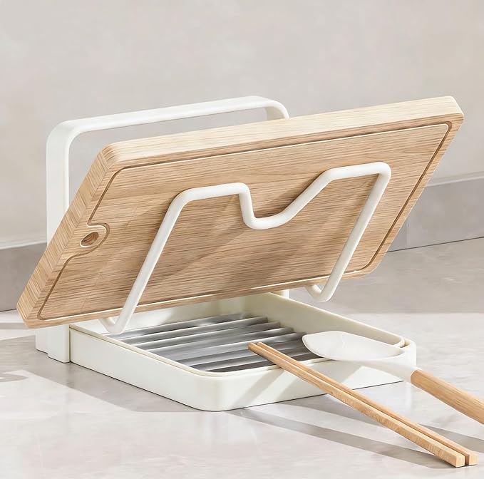Kitchen Pot Lid Storage Rack, Thickened Carbon Steel Material Pot Lid Holder While Cooking, Multifunctional Kitchen Pot Cover Organizer for Countertop, (Milky whtie Single layer)