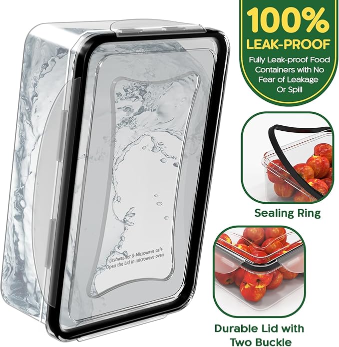 44 Pcs Food Storage Containers with Lids Airtight- 22 Stackable Boxes-22 Lids) Plastic Meal Prep Container for Pantry Kitchen Organization, Microwave, Dishwasher, Freezer Safe -100% Leak Proof