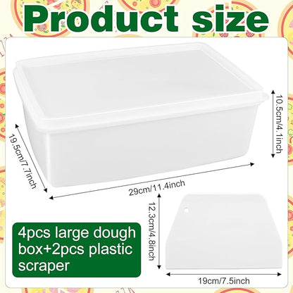 Pizza Dough Proofing Box - Set of 4 Stackable Dough Proofing Container with Lid for Family Size Dough