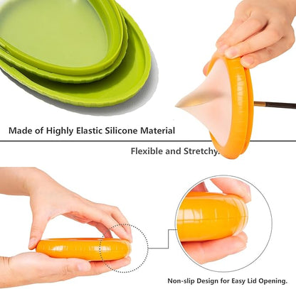 SOOPLEU Avocado Saver & Onion Storage – 4-Pack Reusable Produce Containers for Fridge – Help Reduce Food Waste Keepers for Tomato, Garlic, Lemon, and Cut Fruits