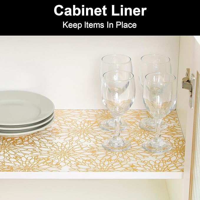 Cooyes Shelf Liner Drawer Liners, Shelf Liners for Kitchen Cabinets, Non Adhesive Cabinet Liner, EVA Waterproof Non-Slip Refrigerator Liners for Kitchen, Drawer（17.5" W x 360" L）
