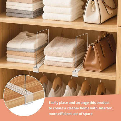 5 Pack Clear Shelf Dividers for Closets, Acrylic Dividers for Shelves, Closet Shelf Divider for Organization,Organizers & Separators for Shelf Storage, Home Closets, Cabinets