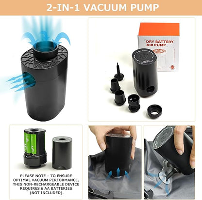 Vacuum Bags for Travel with Cordless Pump, 30L Airtight Compression TPU Bags,IP67 Reusable Storage Bag for Suitcase, Backpack, Luggage, Moving (1PC+Pump)
