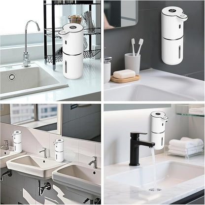OHIFAST 2 Pack Automatic Liquid Soap Dispenser Touchless, USB Rechargeable Smart Hand Soap Dispenser, 6-Level Adjustable, 12.8oz/380mL Wall Mount for Bathroom Kitchen Dish Soap-White