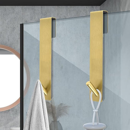 Kontoyo Shower Door Hooks(10 Inch),Extended Over Door Hooks for Bathroom Frameless Glass Shower Door,Stainless Steel Towel Hooks,Heavy Duty Rack Hooks for Robe,Towel-2 Pack-Gold